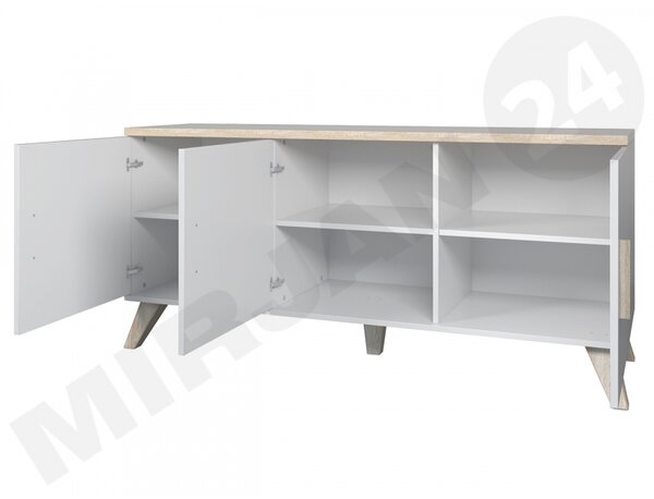 TV skříňka Sanna 150 3D, Barva: brilantní bílá / dub sonoma 5902928126457