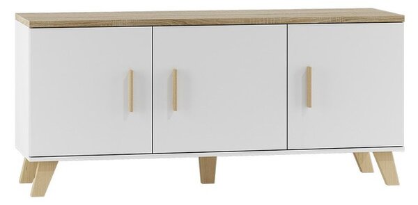 TV skříňka Sanna 150 3D, Barva: brilantní bílá / dub sonoma 5902928126457