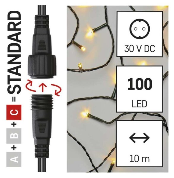 EMOS Standard LED spojovací vánoční řetěz, 5 m, venkovní i vnitřní, teplá bílá