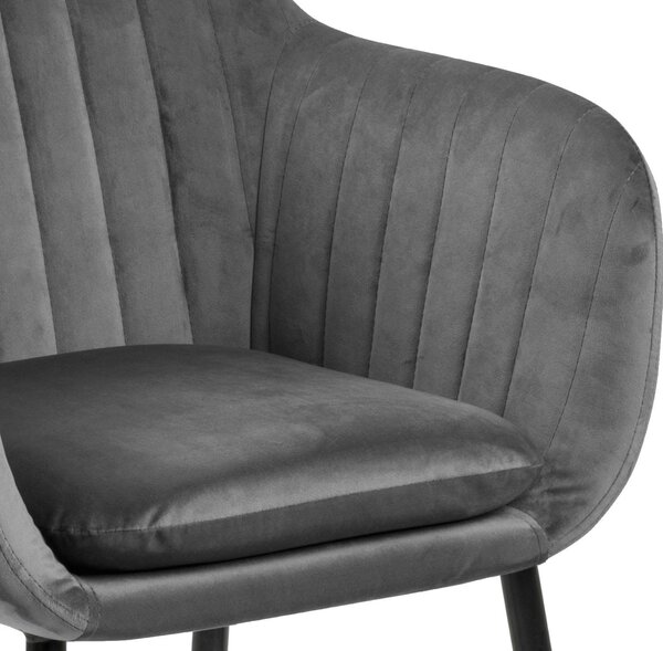 ŽIDLE S PODRUČKAMI, velur, černá, tmavě šedá Ambia Home - Jídelní židle, Online Only