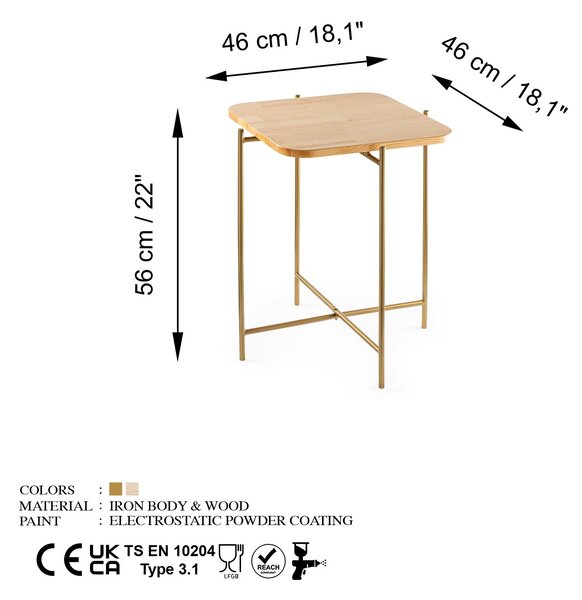 Konferenční stolek Museli 3 (přírodní + zlatá)