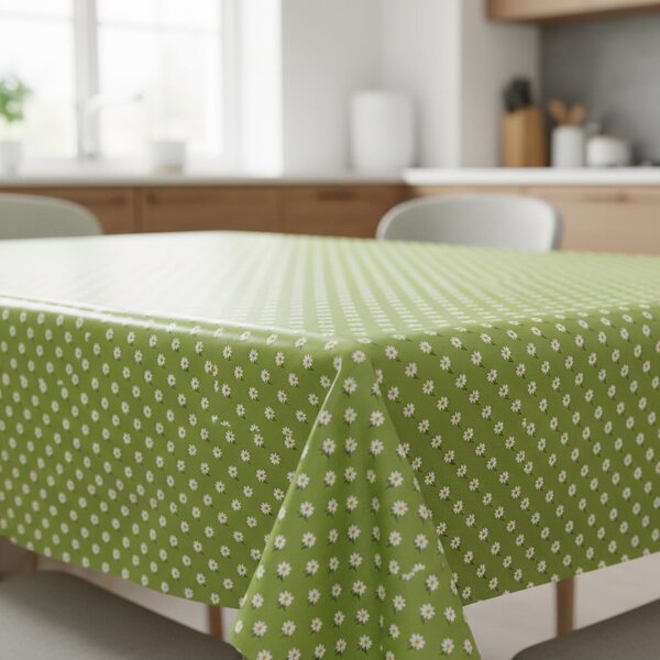 Ubrus PVC s textilním podkladem 1725-04, sedmikrásky na zelené, š.140cm (metráž)