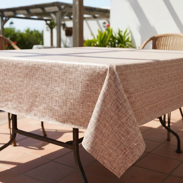 Ubrus PVC s textilním podkladem 1228-3, hnědý káro-melír, š.140cm (metráž)