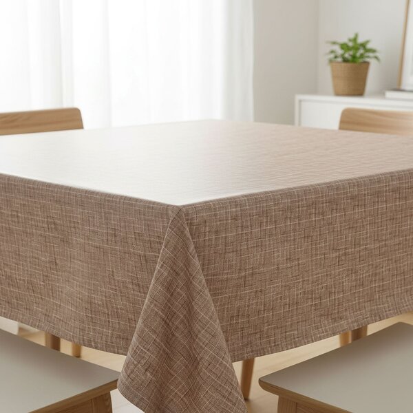 Ubrus PVC s textilním podkladem 1228-3, hnědý káro-melír, š.140cm (metráž)