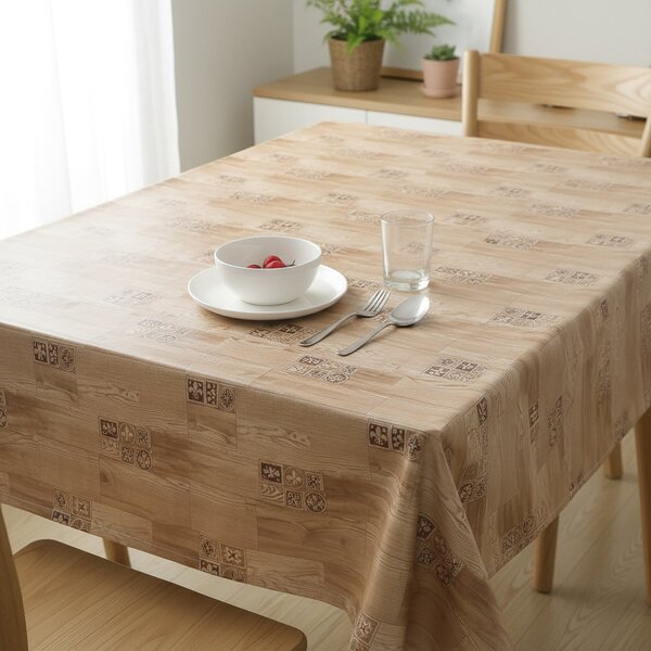 Ubrus PVC s textilním podkladem 1634-01, dřevo se znakem hnědé, š.140cm (metráž)