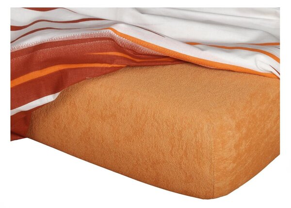DADKA Froté prostěradlo karamel Rozměr 90x200x20 jednolůžko