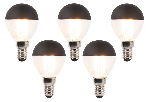 Sada 5 stmívatelných LED vláknových žárovek E14 P45 černé 300lm 2700K