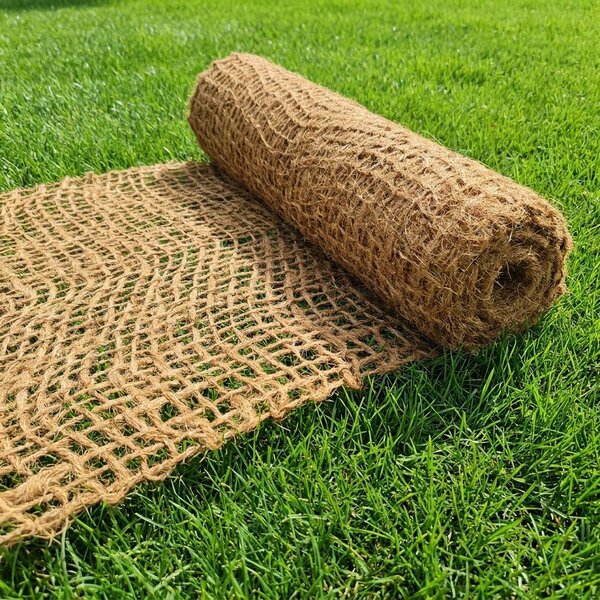 Kokosová protierozní síť KOS400, gramáž 400 g/m2, přírodní režná, š.100cm, role 25 metrů