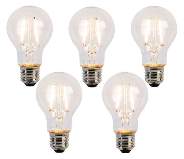 Sada 5 LED vláknových žárovek E27 A60 2W 210lm 2200K
