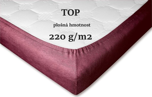 DADKA Froté prostěradlo bordó Rozměr 90x200x20 jednolůžko