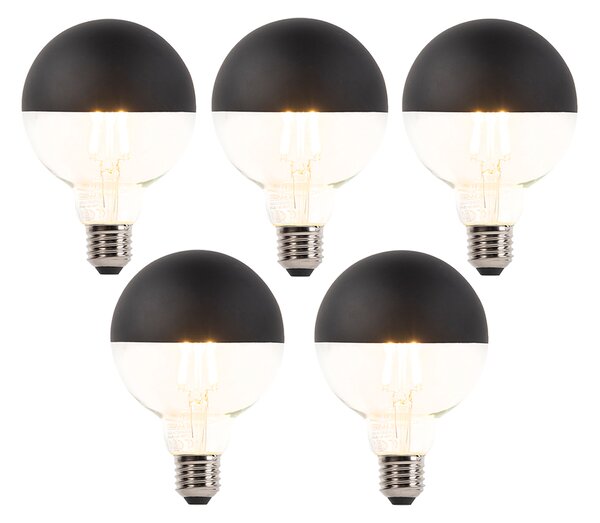 Sada 5 stmívatelných LED vláknových žárovek E27 G95 černých 550 lm 2700 K