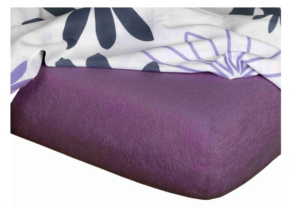 DADKA Froté prostěradlo purpur Rozměr 90x200x20 jednolůžko