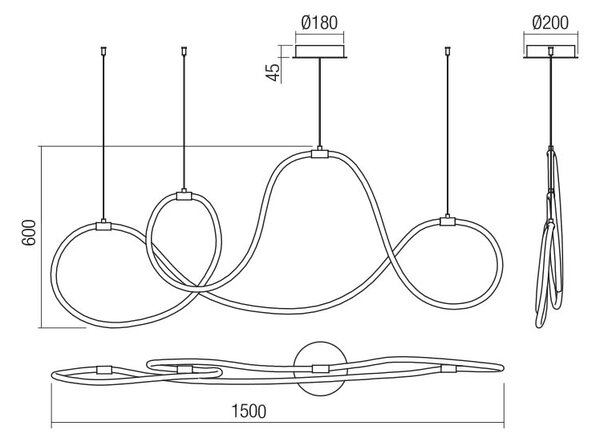 Smarter Závěsné LED interiérové svítidlo Henk, d.150cm Barva: Zlatá