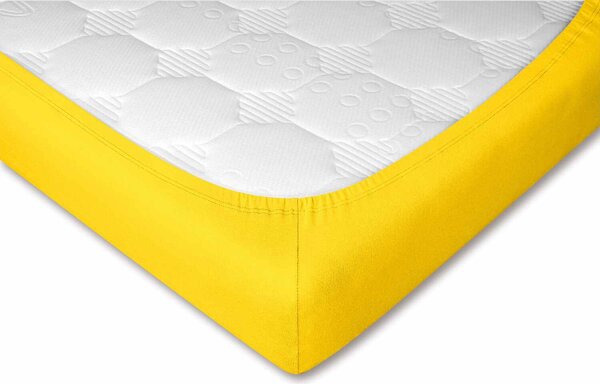DADKA Jersey prostěradlo tmavě žluté Rozměr 90x200x20 jednolůžko
