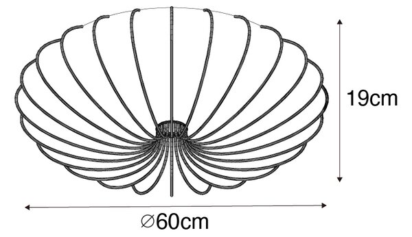 Designové stropní svítidlo bílé hedvábí 60 cm 5-světlo - Plu