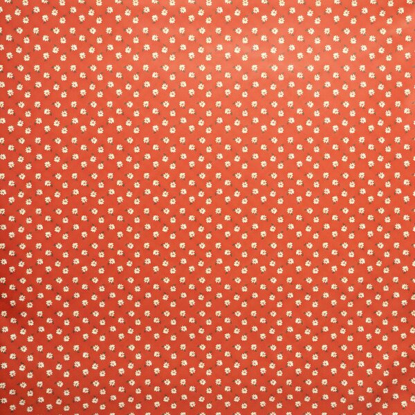 Ubrus PVC s textilním podkladem 1725-02, sedmikrásky na červené, š.140cm (metráž)
