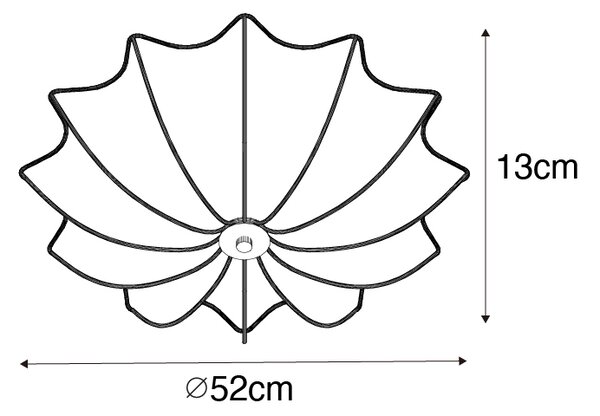 Designové stropní svítidlo šedá hedvábí 52 cm 3-světlo - Plu