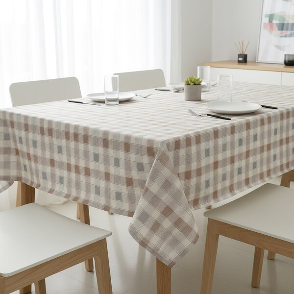 Ubrus PVC s textilním podkladem 1353-01, klasické káro, béžovo-hnědá, š.140cm (metráž)