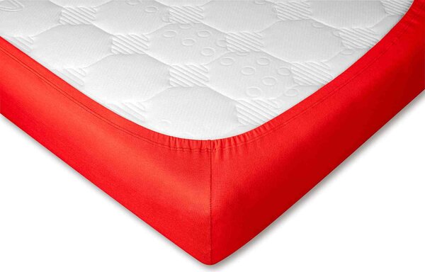 DADKA Jersey prostěradlo červené Rozměr 90x200x20 jednolůžko