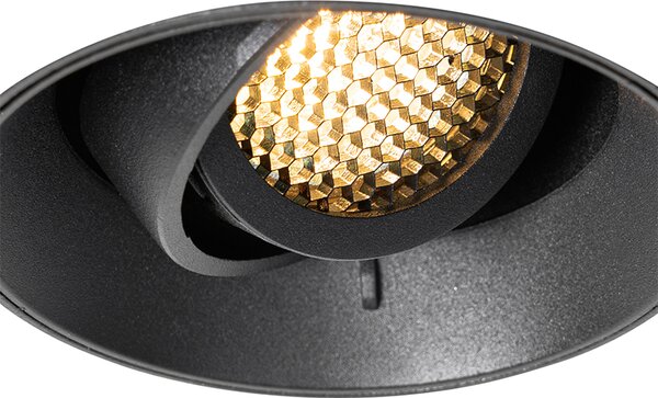Sada 6 moderních zapuštěných bodových světel černá GU10 kulatá bezrámečková - Oneon Honey