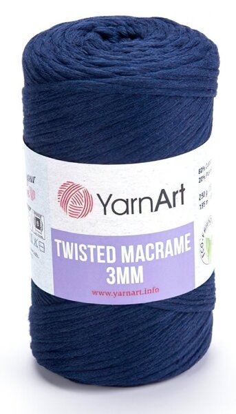 Pletací příze YarnArt TWISTED MACRAME 3mm 784 tmavě modrá, jednobarevná, 250g/195m