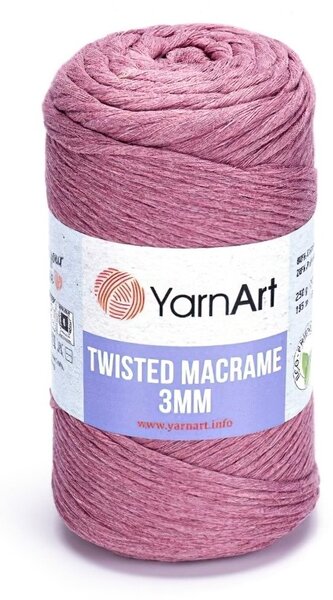 Pletací příze YarnArt TWISTED MACRAME 3mm 792 růžová, jednobarevná, 250g/195m