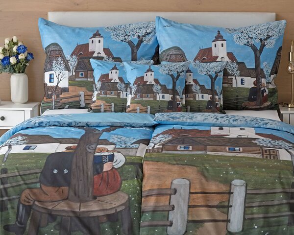 Matějovský povlečení JOSEF LADA MÁJOVÁ NOC, modré, bavlna hladká digitál, 140x200cm + 70x90cm