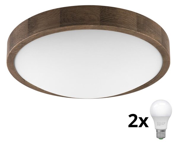 Brilagi - LED Stropní svítidlo CARVALHO SLIM 2xE27/60W/230V dub ořech pr. 37 cm