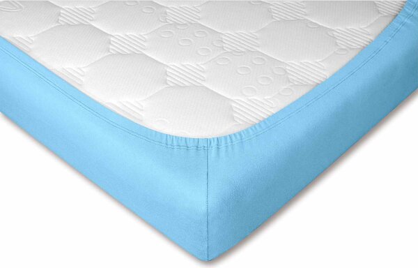 DADKA Jersey prostěradlo světle modré Rozměr 90x200x20 jednolůžko