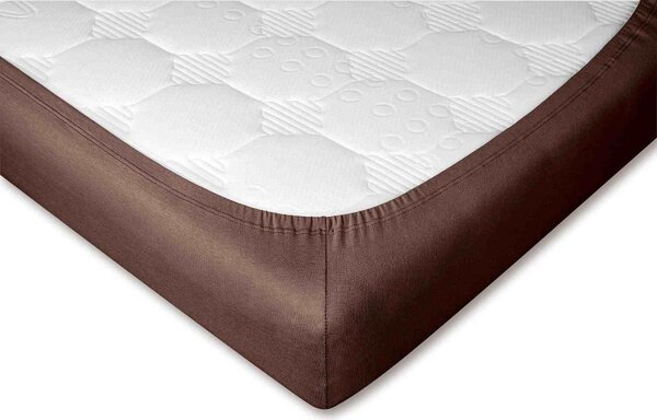 DADKA Jersey prostěradlo tmavě hnědé Rozměr 90x200x20 jednolůžko