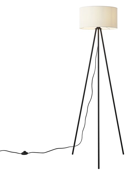 Moderní stojací lampa na trojnožce bílá se sametovým stínidlem - Luz