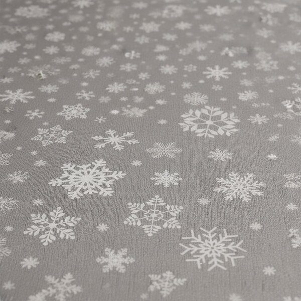 RexDeco Ubrus PVC s textilním podkladem 1096/2 vánoční, bílé vločky na stříbrné, š.140cm (metráž)