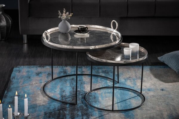 Konferenční stolek Elements Oriental set 2ks stříbrný