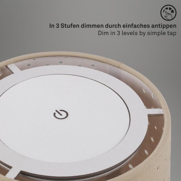 Brilo - LED Stmívatelná nabíjecí stolní lampa LOLE LED/3W/5V IP44 stříbrná