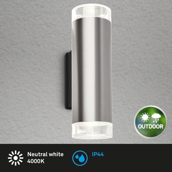 Brilo - LED Venkovní nástěnné svítidlo 2xGU10/4,7W/230V IP44 4000K matný chrom