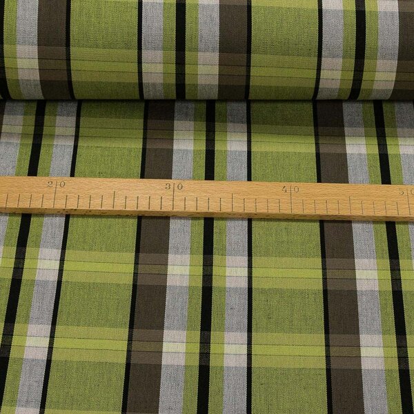 Potahové akrylové plátno (dralon, teflon) na zahradní nábytek, zeleno-hnědé káro, š.180cm (látka v metráži)