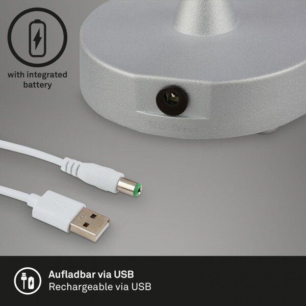 Brilo - LED Stmívatelná nabíjecí stolní lampa LOLE LED/3W/5V IP44 stříbrná