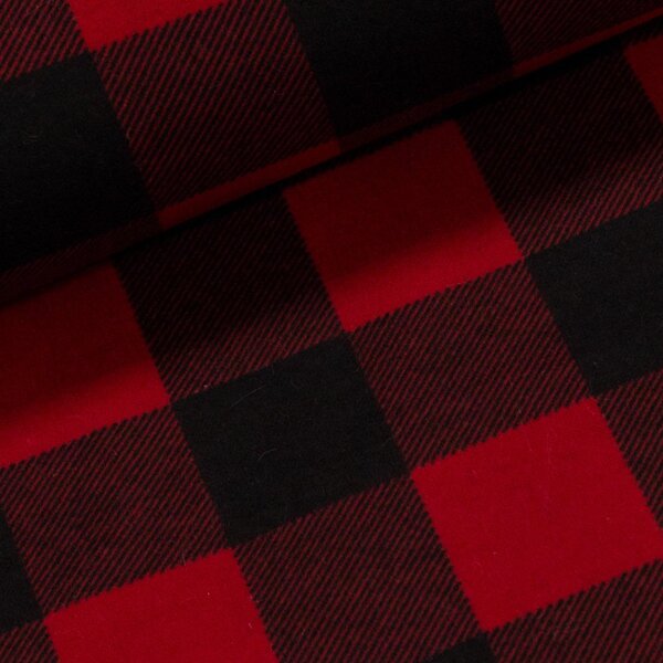Flanel bavlněný K-3 červeno-černá kostka, š.150cm (látka v metráži)