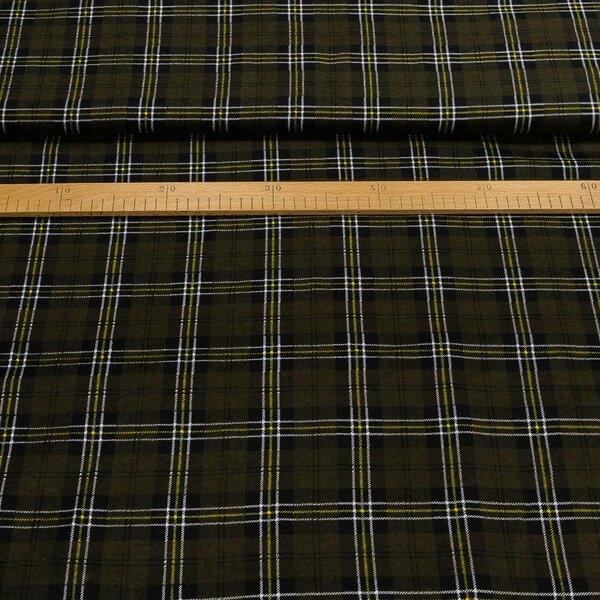 Flanel bavlněný A-4 khaki káro, š.150cm (látka v metráži)