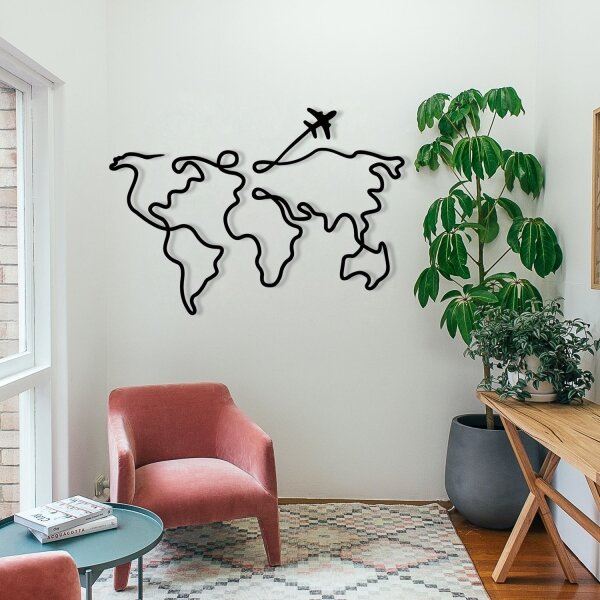 Nástěnná dekorace 60x42 cm mapa kov