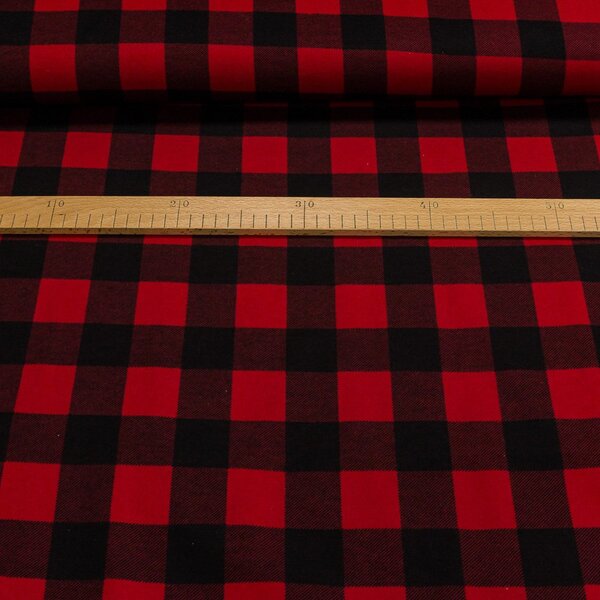 Flanel bavlněný K-3 červeno-černá kostka, š.150cm (látka v metráži)