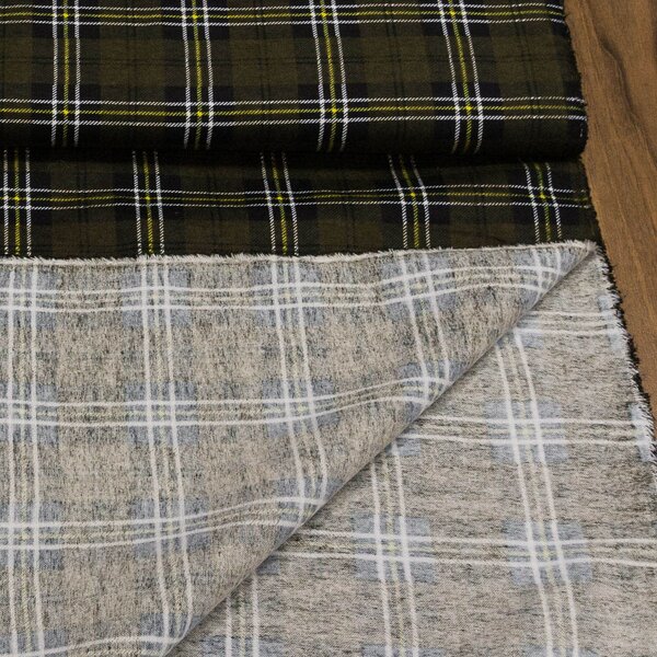 Flanel bavlněný A-4 khaki káro, š.150cm (látka v metráži)
