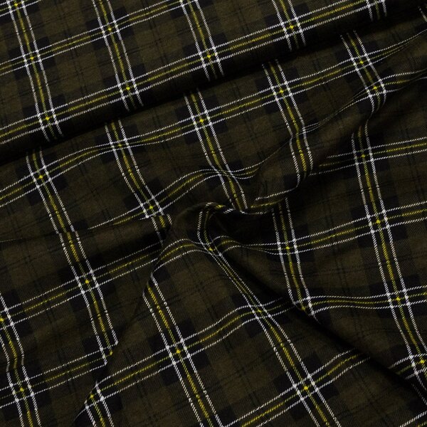 Flanel bavlněný A-4 khaki káro, š.150cm (látka v metráži)