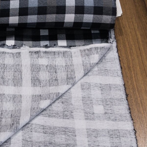 Flanel bavlněný K-4 šedá kostka, š.150cm (látka v metráži)