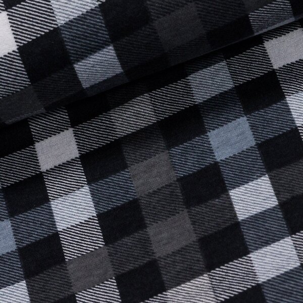 Flanel bavlněný K-4 šedá kostka, š.150cm (látka v metráži)