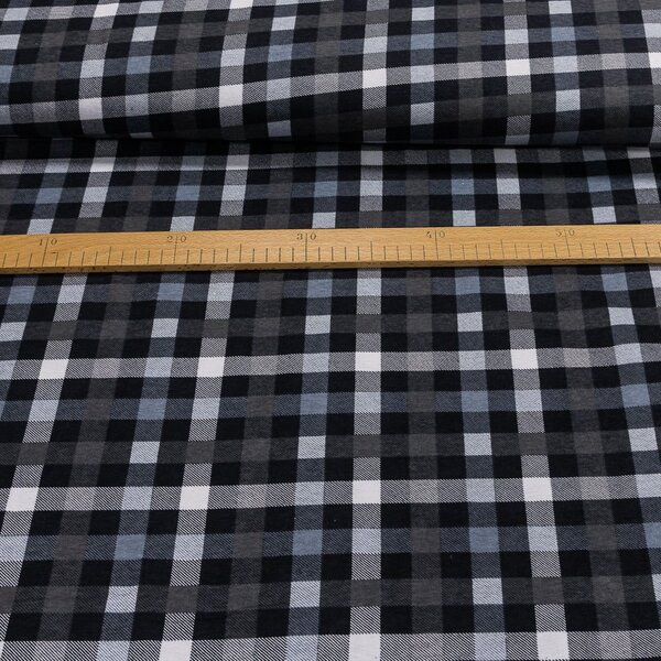 Flanel bavlněný K-4 šedá kostka, š.150cm (látka v metráži)
