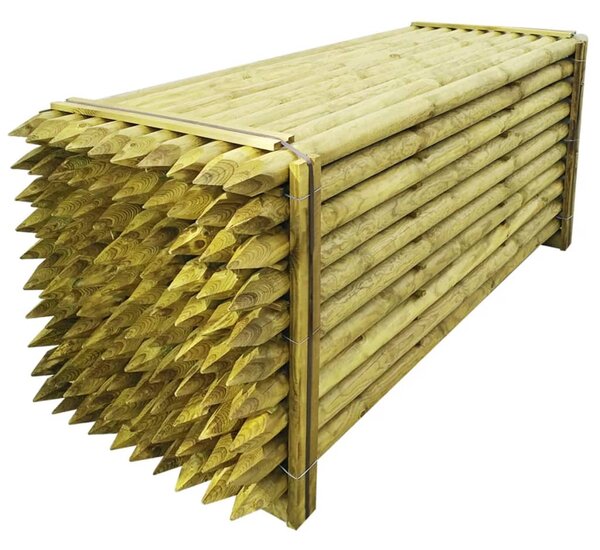 Špičaté plotové sloupky 100 ks impregnované dřevo 5 x 240 cm