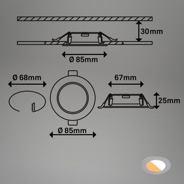 Brilo - SADA 3x LED Koupelnové podhledové svítidlo LED/4W/230V IP44 stříbrná