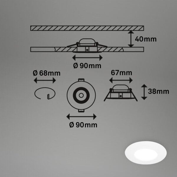 Briloner 7598036 -SADA 3x LED Koupelnové podh. svítidlo LED/4,9W/230V IP44 bílá