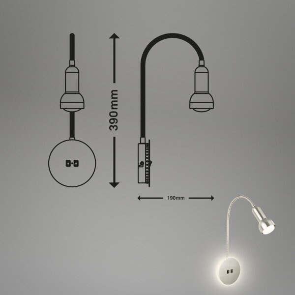Briloner 2178012 - LED Nástěnná flexibilní lampa 1xE14/10W/230V + LED/3W chrom